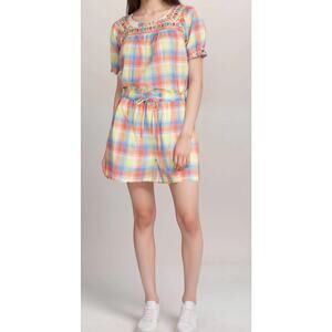 Johnny Was Delacey Plaid Paperbag Shorts Size XL